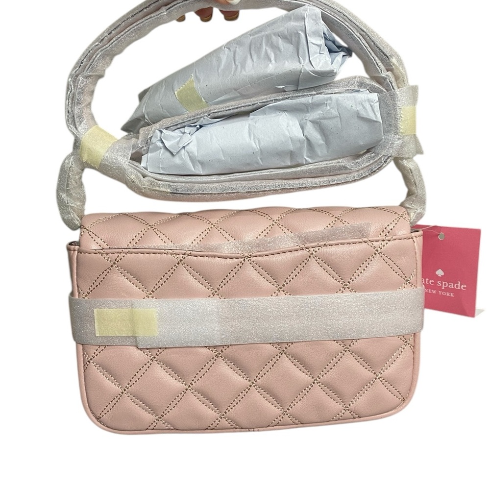 Kate Spade NWT Natalia Quilted Smooth Leather Turnlock Crossbody Rose Smโฆ - Picture 11 of 16
